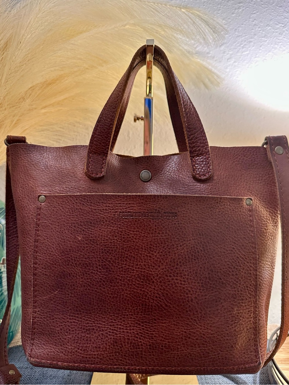 Portland Leather mini Crossbody in Nutmeg